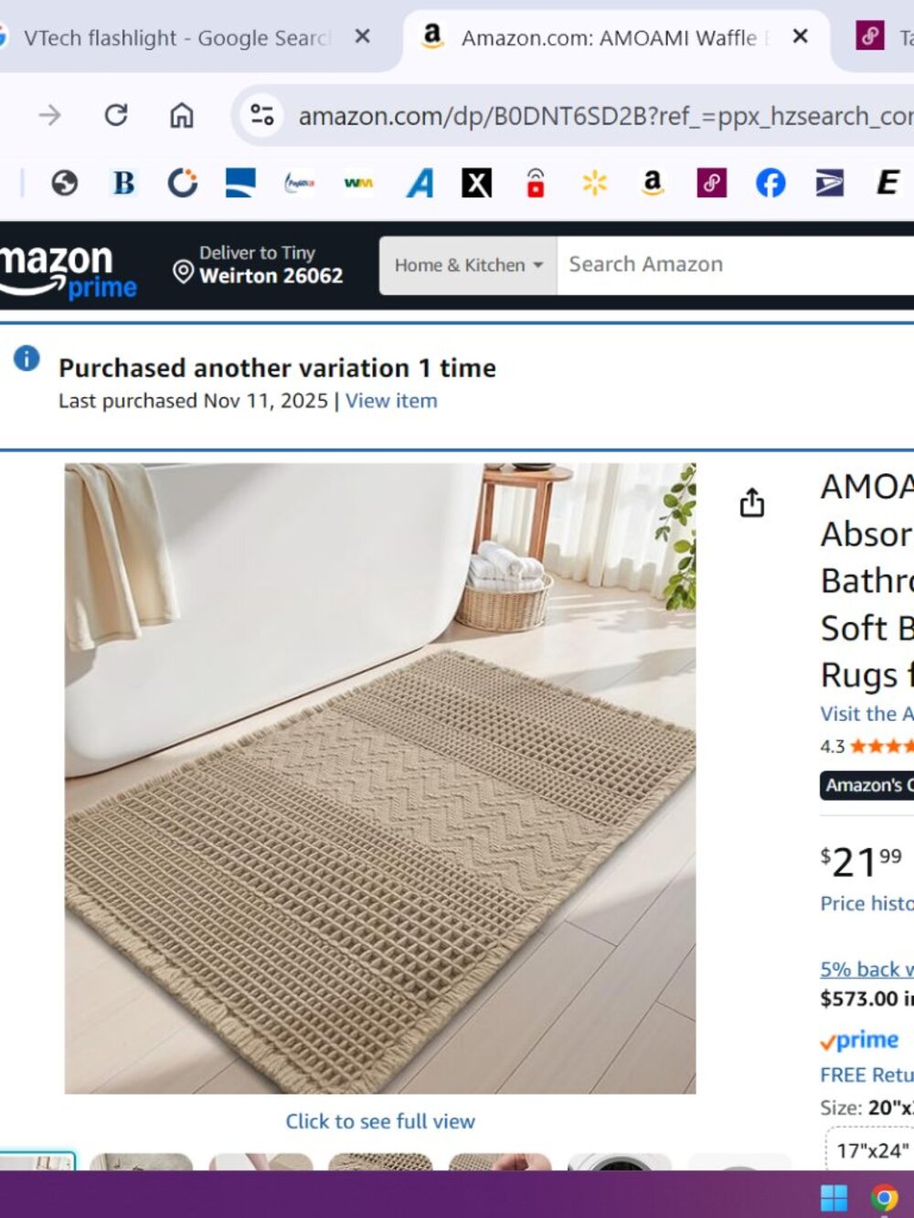 Waffle Bath-Mat & Shower Rings - Picture 4 of 4